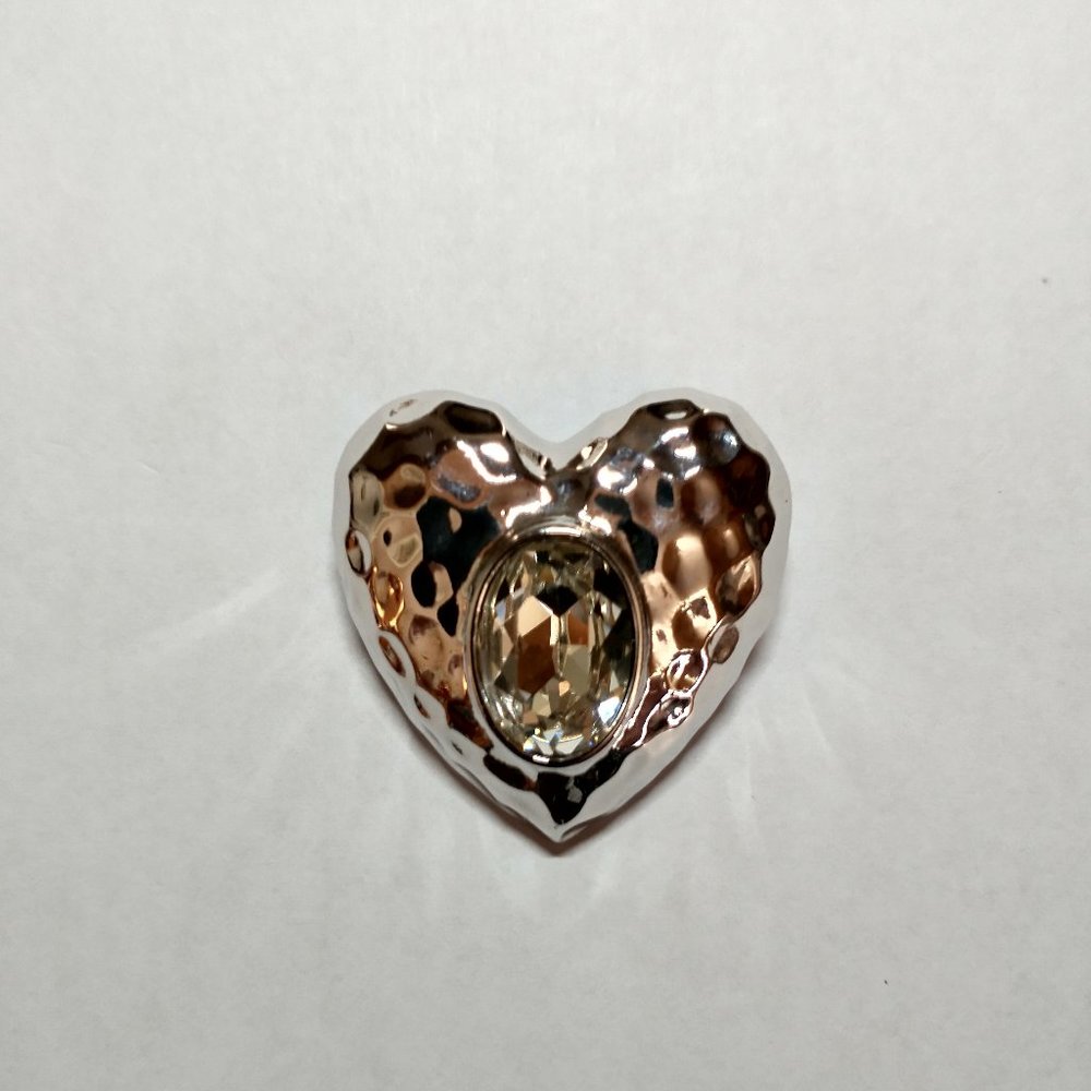 Brooch, silver with clear jewel insert